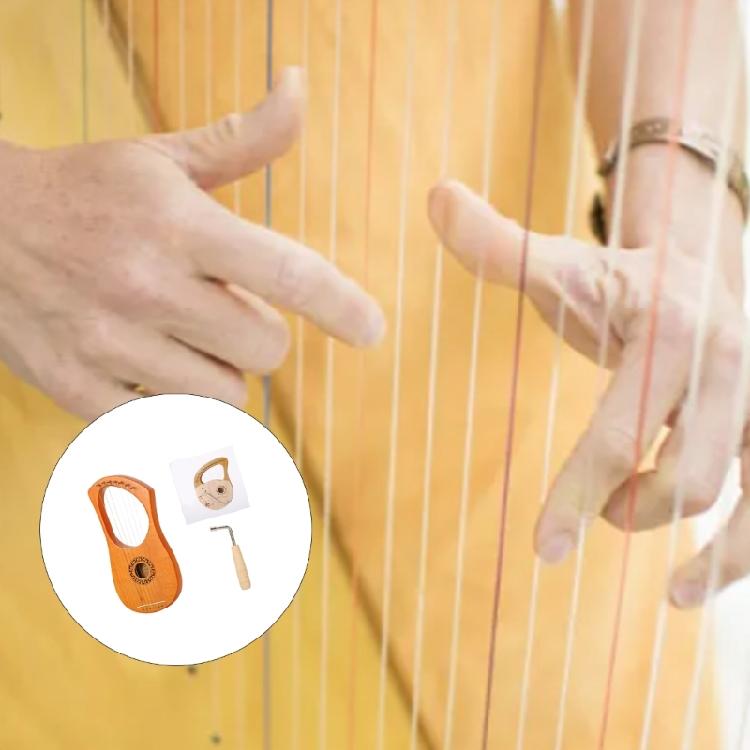 Professionelle Holz 7-saitige Lyra-Harfe Einfache Stimmungssysteme Reise-Lyra-Instrument Für Darsteller und Hobbyisten Gebrauch