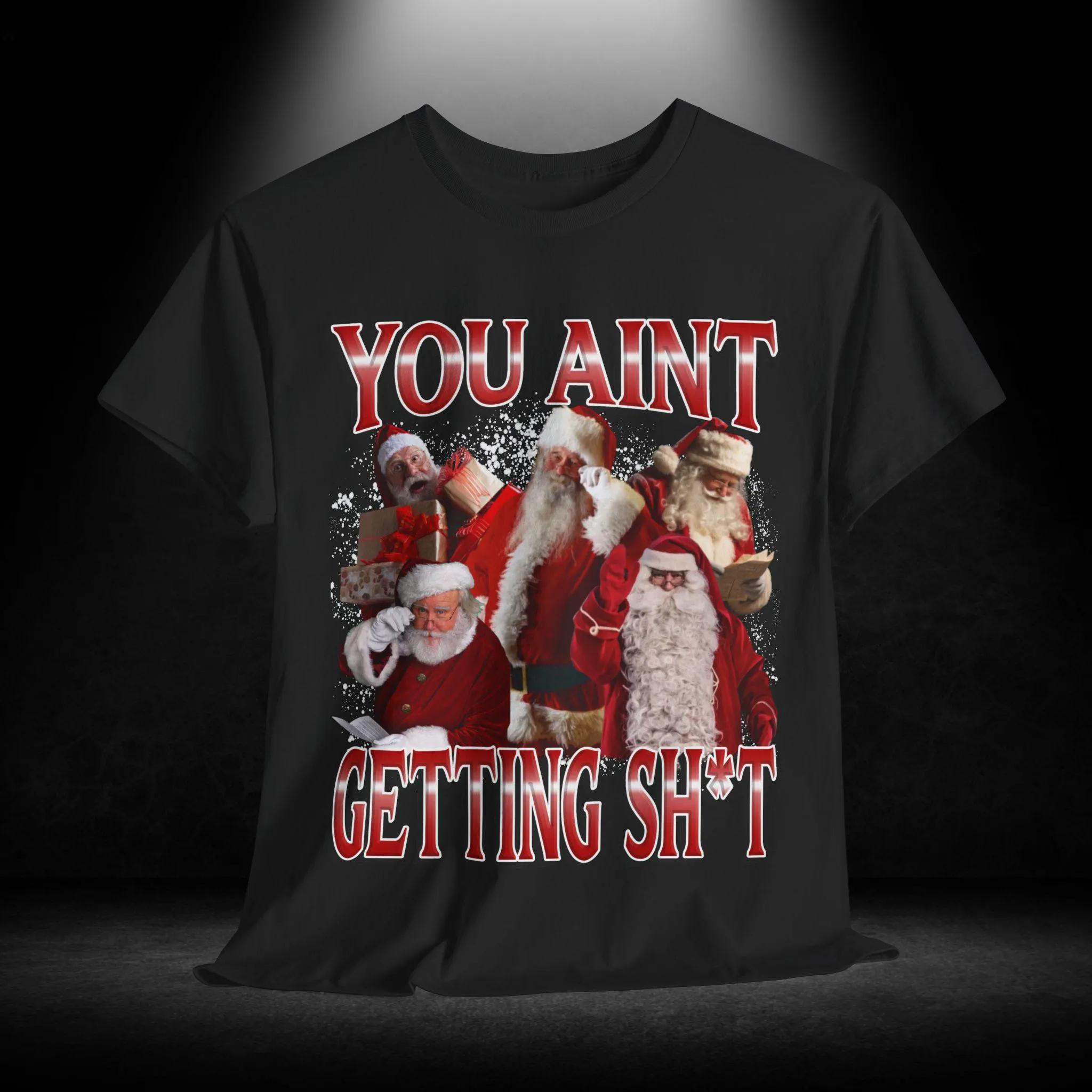 Funny Santa Shirt Meme Collage with Bold Holiday Humor Summer Mens and Womens Loose and Breathable Tshirt Top S