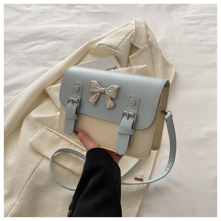 Fashion Square Small Crossbody Bags Bowknot Decor Flap Shoulder Bag For Summer Travel Daily Used