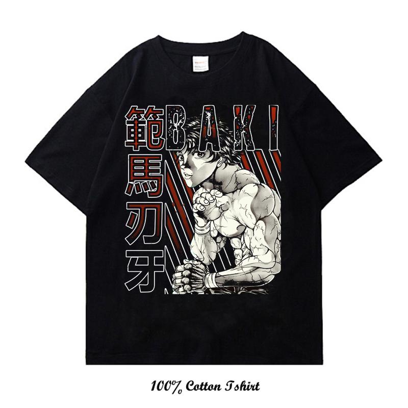Grappler Baki Kyokudai Taikai Graphic Print T Shirt Harajuku Vintage Short Sleeve Plus Size Cotton Crew Neck T Shirt Women Men