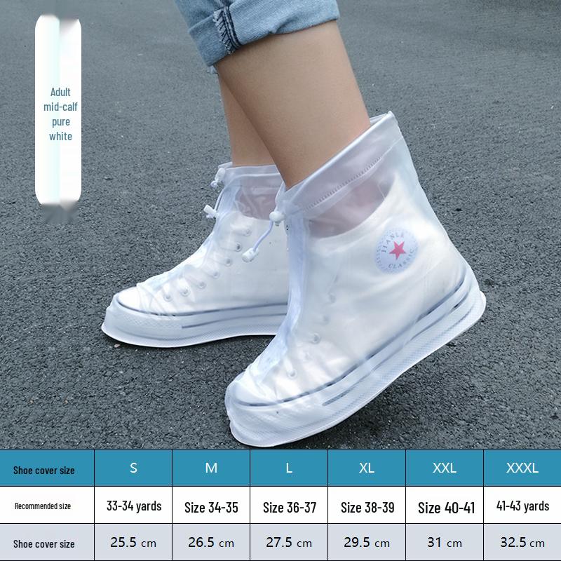 Adult Waterproof Non-Slip High-Top Rain Shoe Covers for Men & Women - Thickened, Wear-Resistant, Fashionable Rain Boots