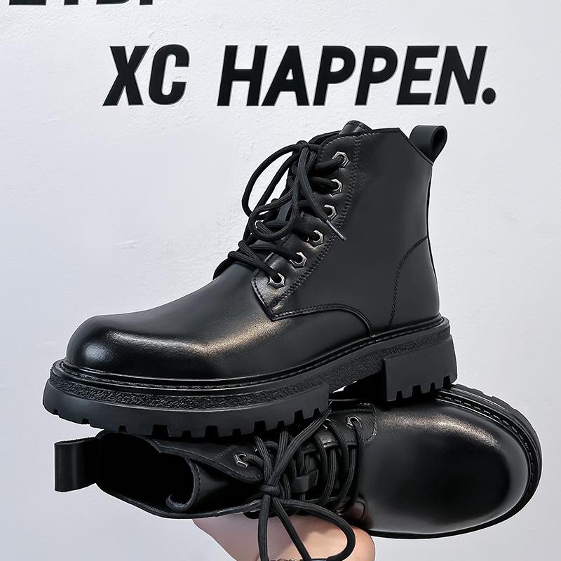 Martin boots men's British wind locomotive tooling boots men's thick-soled heightening high-top leather shoes retro short boots 25008-A