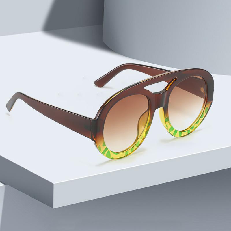 

Модные солнцезащитные очки с оверсайз оправой, круглые очки с двойной перекладиной, градиентные линзы, женские очки, солнцезащитные очки для женщин