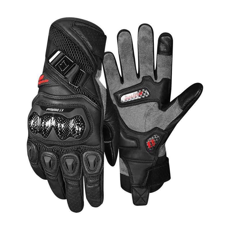 Carbon Fiber Motorcycle Gloves Men Breathable Real Leather Touchscreen Riding Protective Gear