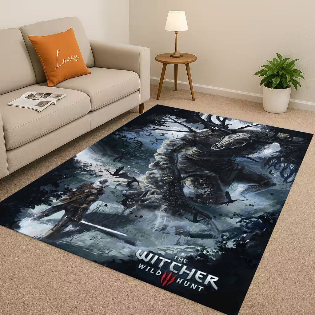 3D The W-Witcher Game Geralt Gamer Cartoon Living Room Non-Slip Area Rug Carpet for Bedroom Playroom Sofa,Home Doormat Kid Gift