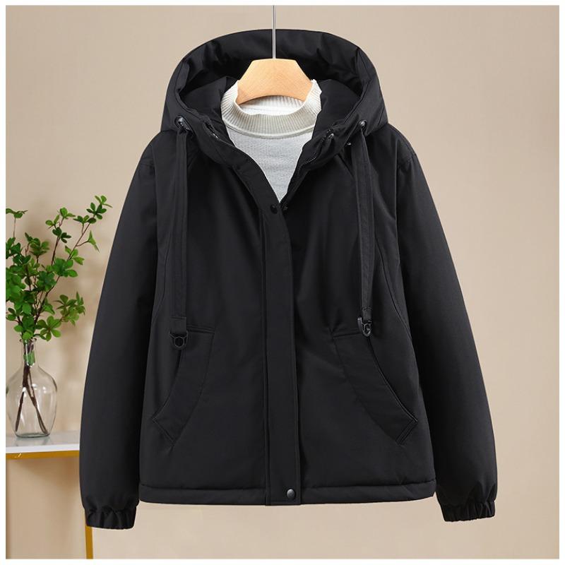 

Wind down cotton clothes hooded drawstring sweater jacket women s loose down thickened casual jacket jacket S