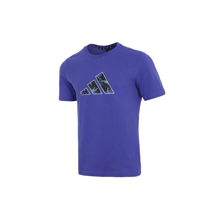 Adidas T Shirts Men's Purple Crew Neck Moderate Straight Fit GP0850