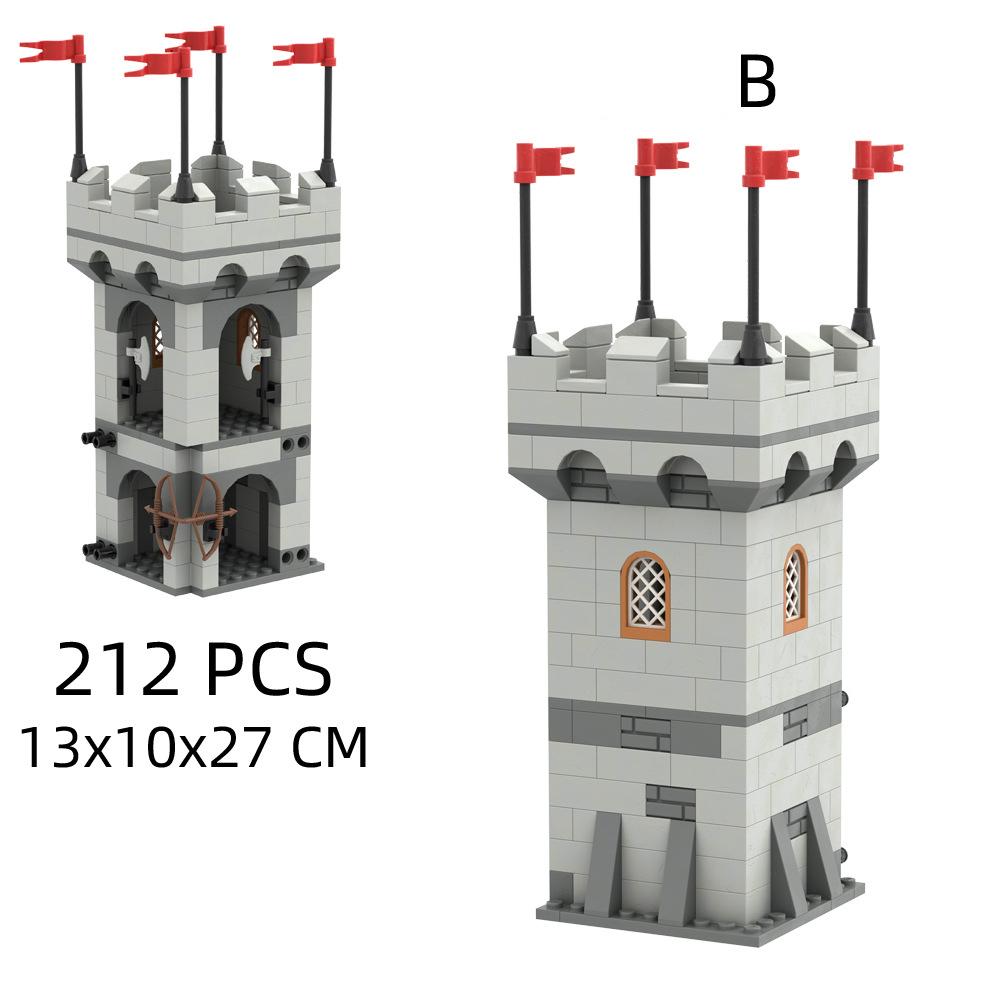 MOC Medieval Building Blocks Solider Figures Knights Gifts City Wall Castle Horse Shed Trial Platform Steel-Making Furnace