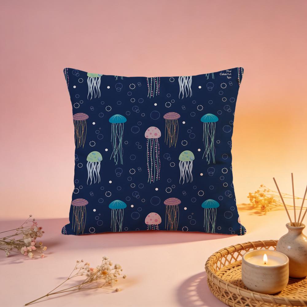 Dreamy Glowing Jellyfish Cushion Cover Comfortable Durable Pillow Cover MultiScene for Home Office Car Sofa