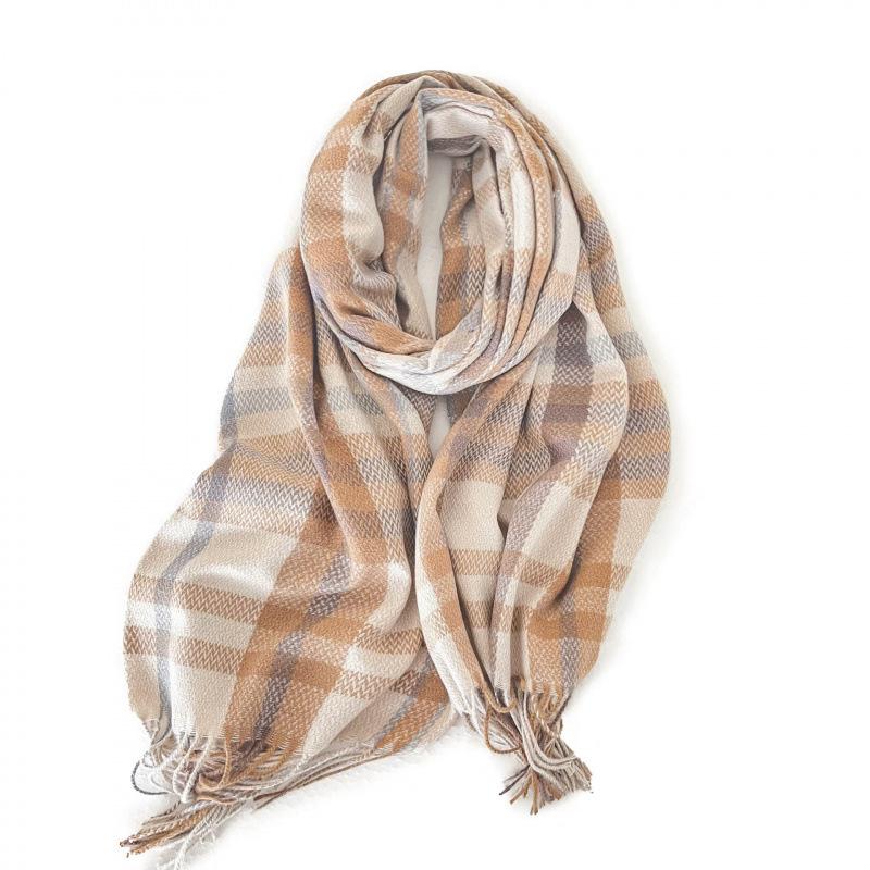 New Thickened Scarf Korean Sweet and Warm Versatile Imitation Cashmere Scarf Plaid Shawl Scarf Women