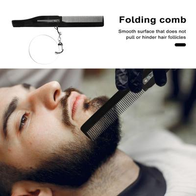 Men's Pocket Folding Comb with Acrylic Mirror Smooth Fine Tooth Comb Compact Comb for Tangle-free Grooming On The Go