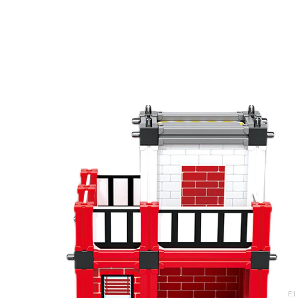 Fire Station Building Kit 3D Puzzle Architecture Model Self Assemble for Layout Accessory