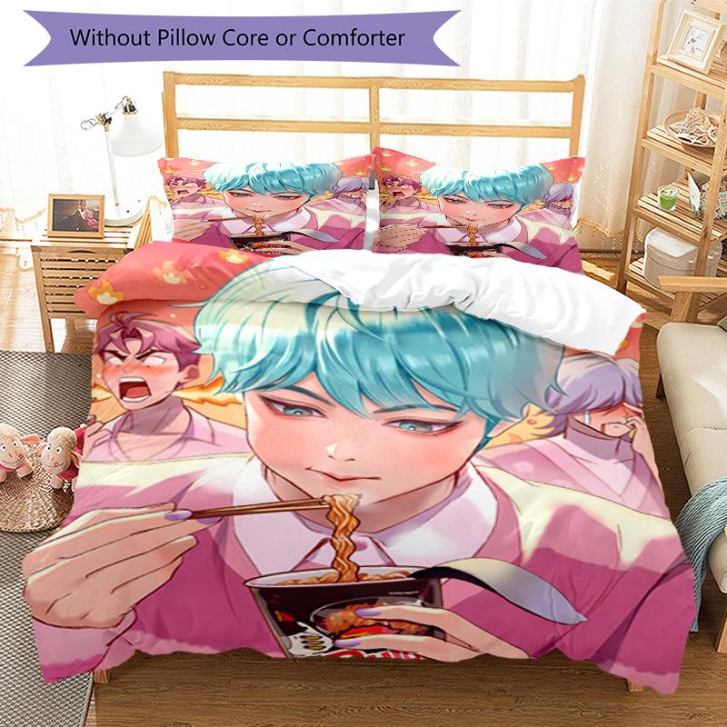 3pcs KPop Demon Hunters SAJA BOYS2 Design Cover Set - HD Printed Bedding with 1 Cover and 2 Pillowcases - Perfect for Home and Dorm Decor