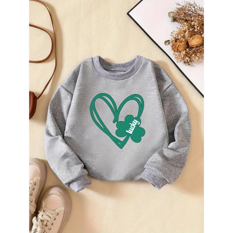 Kids Sweatshirt Creative Letter Pattern Sweatshirt Celebrating St. Patrick'S Day, Stylish And Casual, Perfect for Everyday Parties, Vacations