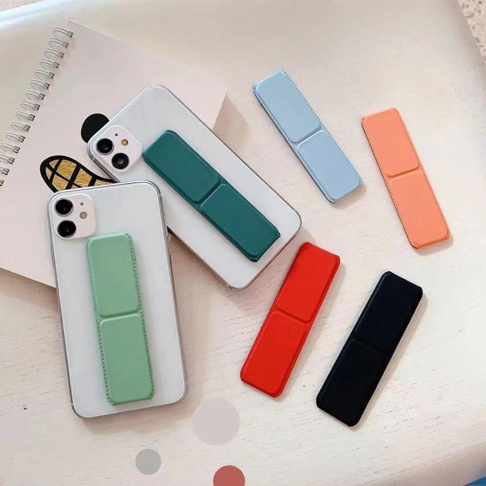 Folding Phone Holder Solid Color Push Pull Phone Rack Portable Phone Ring Buckle  for Creative Use