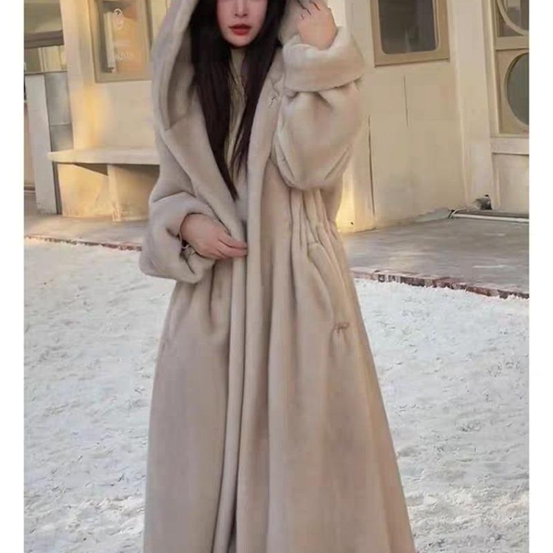 Women's Imitation Mink Coat Women's Winter New Long Imitation Mink Fur Jacket Casual Warm Loose Large Size