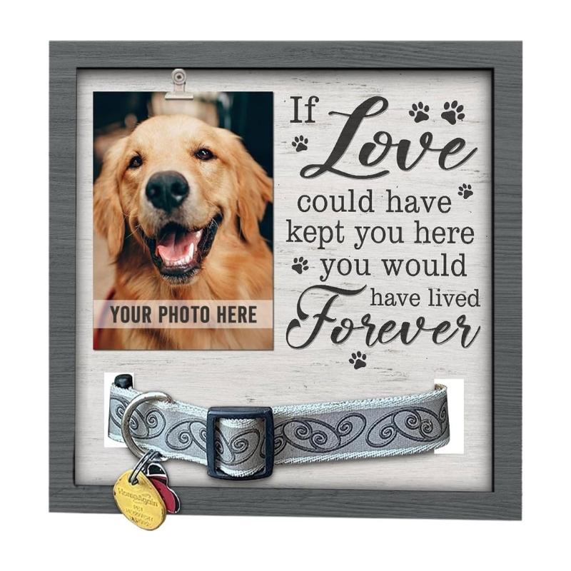 

Pet Memorial Pictures Frame Wooden Photo Frame Gift for Loss of Dog Cats Sympathy Gift Dog Collar Souvenir Photo Sign 1