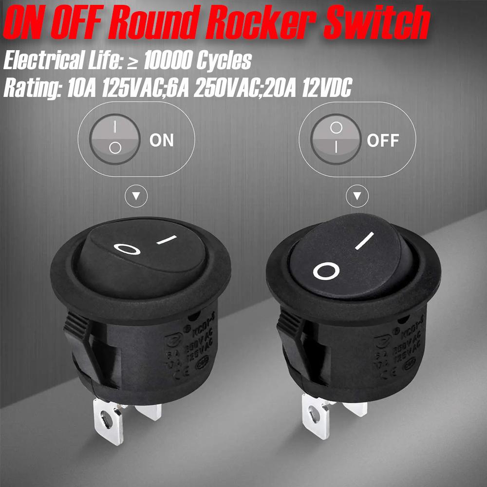 1-10Pcs 20mm Round Practical Joystick Switch SPST 2 Pin Snap-in ON-Off Toggle Switch Universal 12V for Car RV Boat
