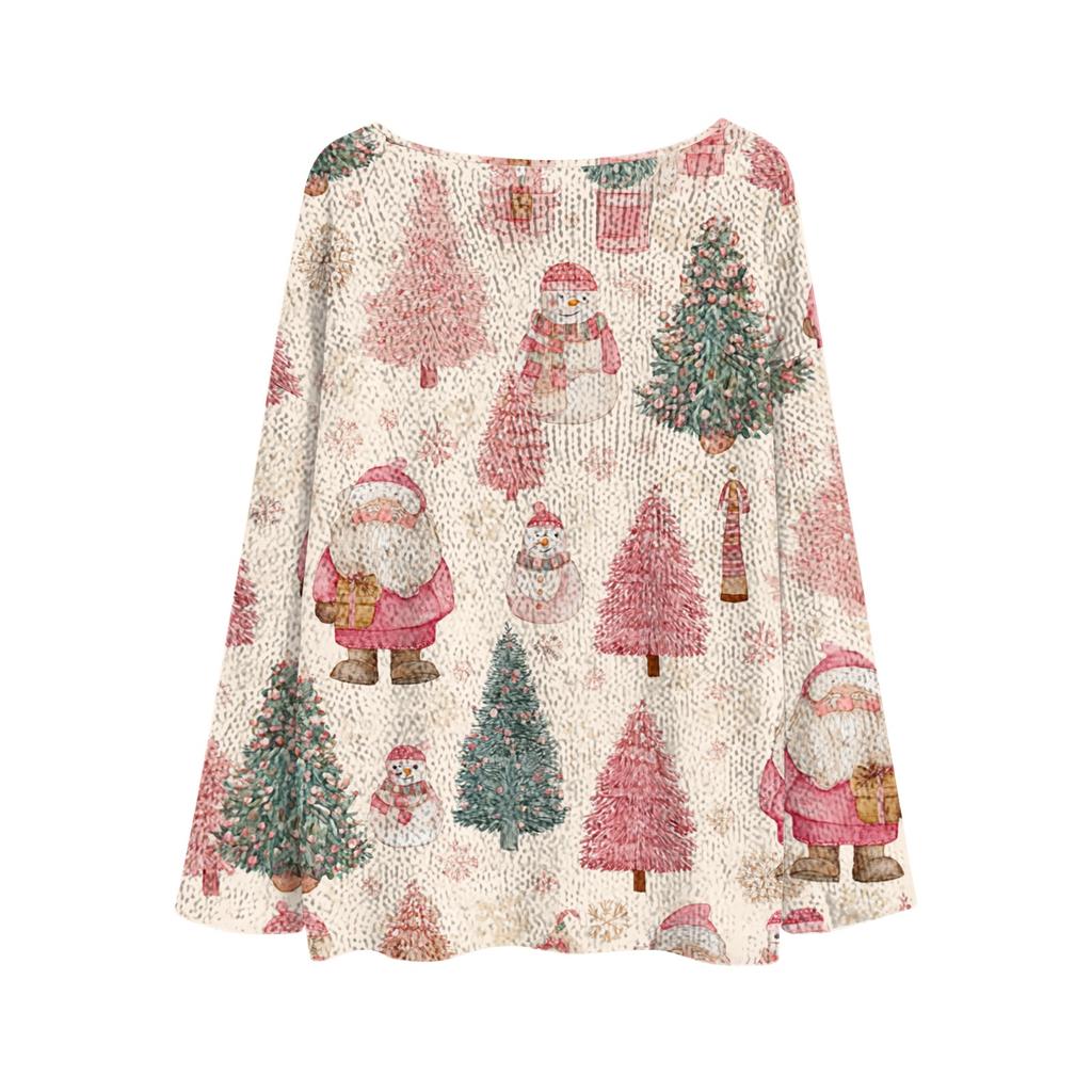 Womens  Fall Sweaters Long Sleeve Print Tops Pullover Sweaters Loose Dressy Casual Basic Clothes