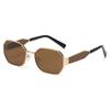 1pc Men's Gold Small Frame Wide Leg Metal Sunglasses Women's Summer Beach Travel Festival Essential Accessories