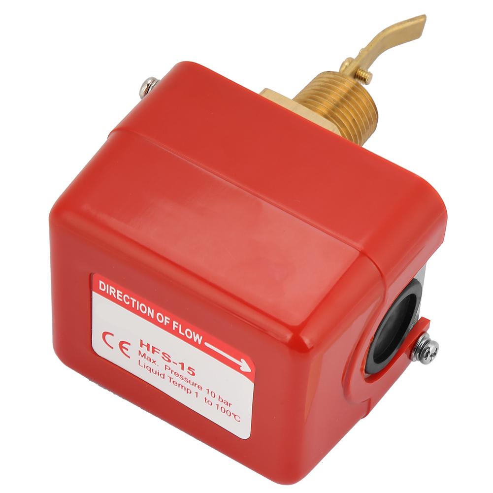 1 2 Water  Paddle Flow Switch Thread Connection SPDT Contacts Red(Partial Stainless Steel Type)