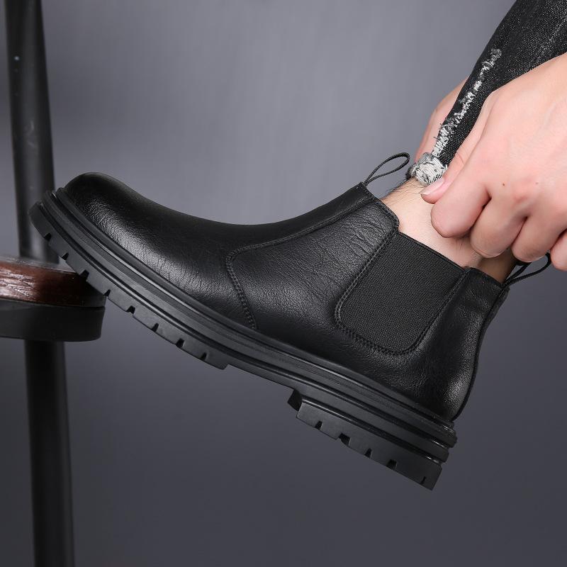 Fashion Autumn Winter Chelsea Boots for Men Fashion Casual English Style High Top Leather Platform Shoes Male Designer Ankle Boots Men