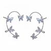 1 Pair Clip Earrings Butterfly Rhinestone Jewelry Temperament Arc Ear Cuffs for Daily Wear