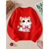 European sizes Crewneck Sweatshirt for Kids Featuring an Adorable Cat with a Pink Bow.Perfect for Sports And Casual Outings. Soft And Comfy