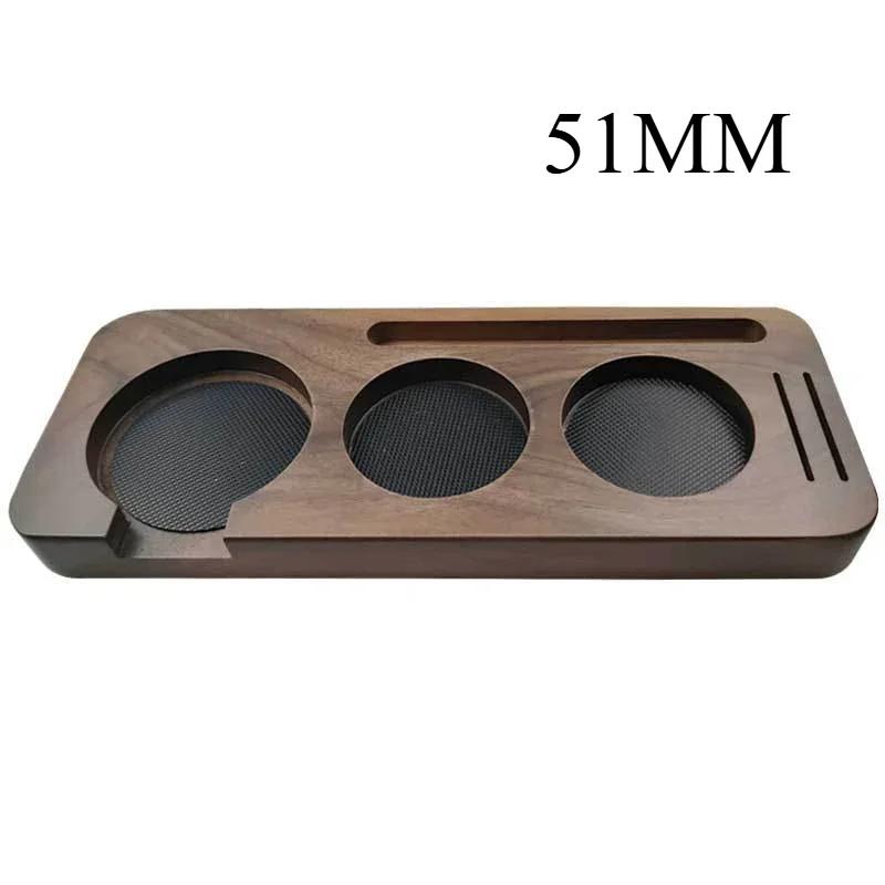 

51/58мм 3-в-1 Еспресо Темпінг Станція, Волоський горіх Дерево Антиковзкий Тримач для Темпера Кави та Підставка для Портафільтра Аксесуари