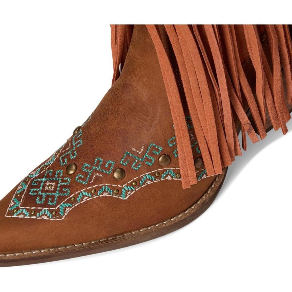 Cowboy Boots Embroidery Autumn and Winter New Knight Boots Large Size Fringed Thick Heel Rivet Western High Boots