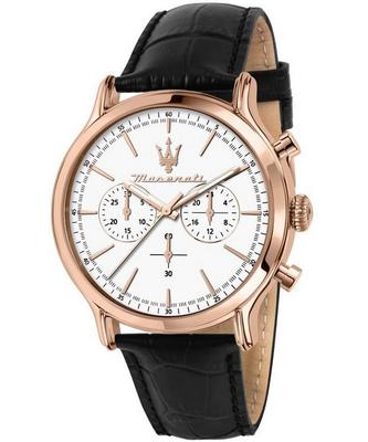 Epoca Chronograph Kožený řemínek Bílý ciferník Quartz R8871618016 100M Pánské hodinky