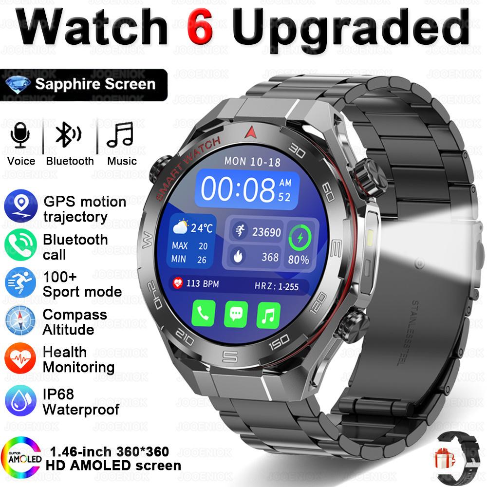 New Bluetooth Call Smart Watch Men Heart Rate Health Monitoring Altitude Air Pressure Detection LED Flashlight Smartwatch