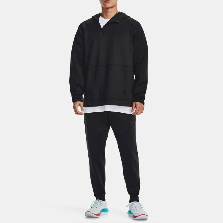 Under Armour Solid Color Logo Print Warm Joggers Men Bottoms Black 1374297-001