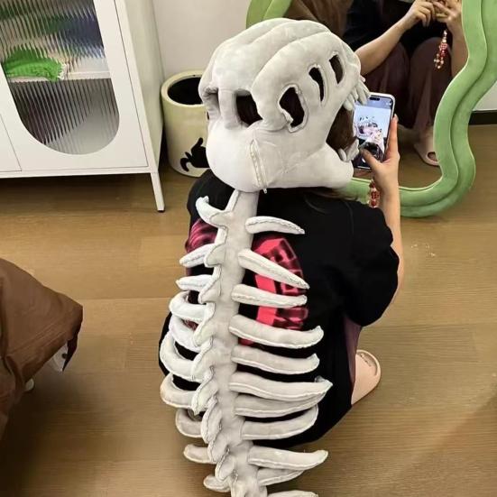 Dinosaur Skeleton Plush Toy Realistic Dinosaur Costume with Flexible Spine Fixation And Sound Effects Lightweight Headband for Party Cosplay