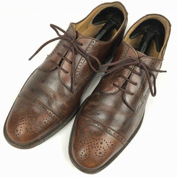 FLORSHEIM Royal Imperial Made in Italy Punched Cap Toe Shoes Brown size 7.5D 25.0-25.5 Men's(USED)