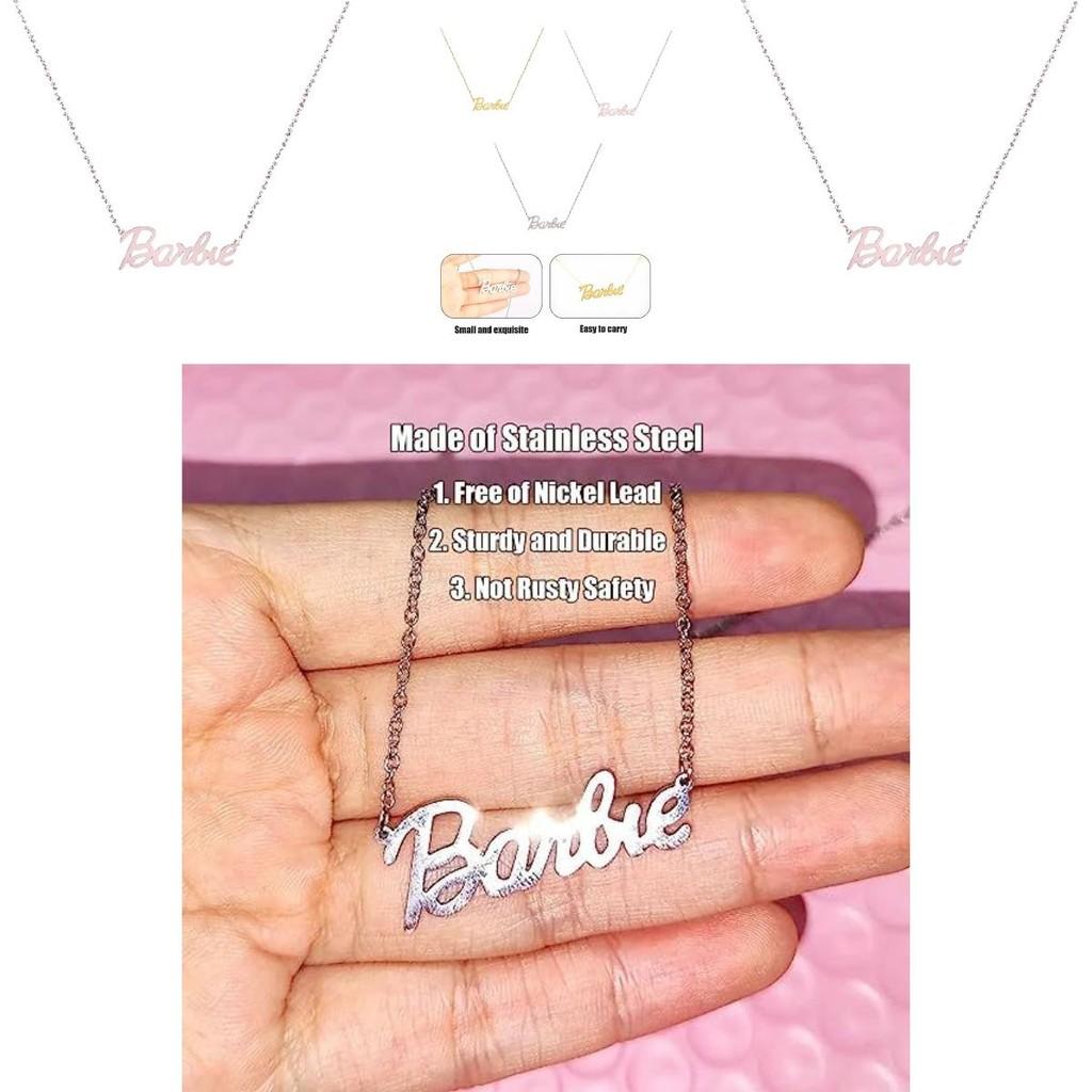 Colar de Letras Barbie da Moda Corrente Hip Hop para Clavícula Para um Visual Personalizado
