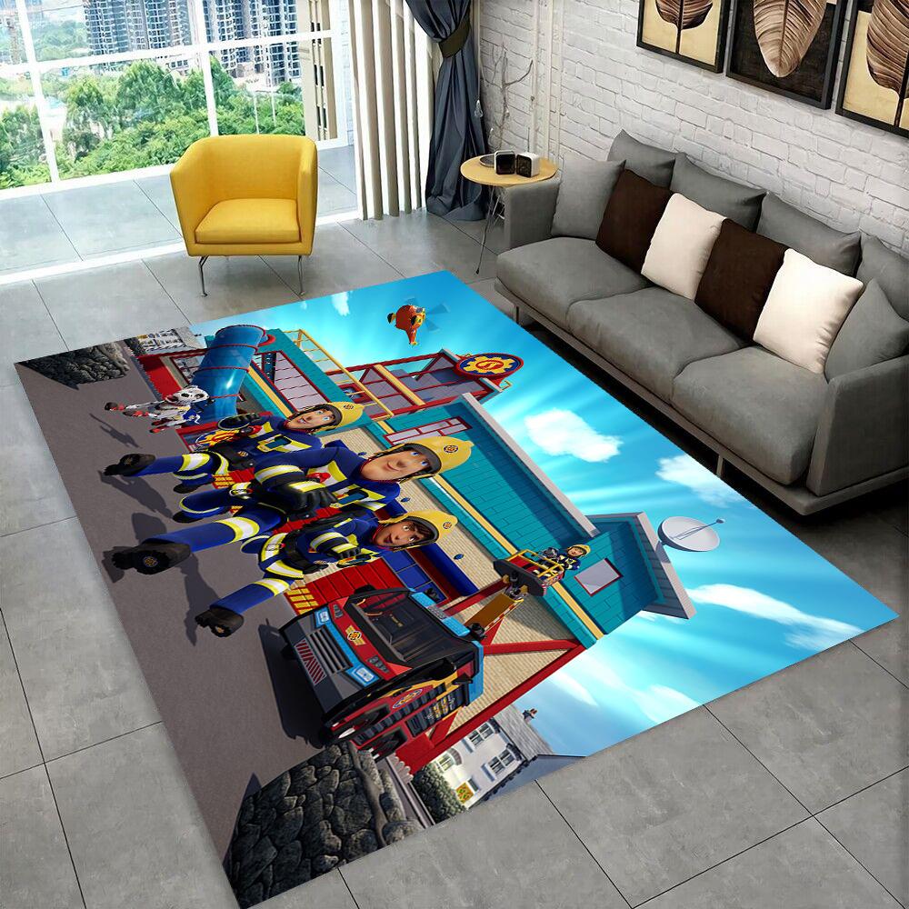 3D Classic Fireman Sam Child Cartoon Carpet Rug for Living Room Bedroom Home Sofa Decoration,Kids Play Non-slip Floor Mat Gift