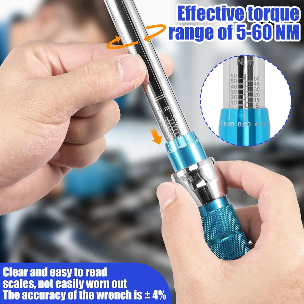 Open Wrench 5 To 60 Nm Adjustable Torque Wrench with Changeable Head Multifunc Hand Repair Tool for Car Refrigeration System