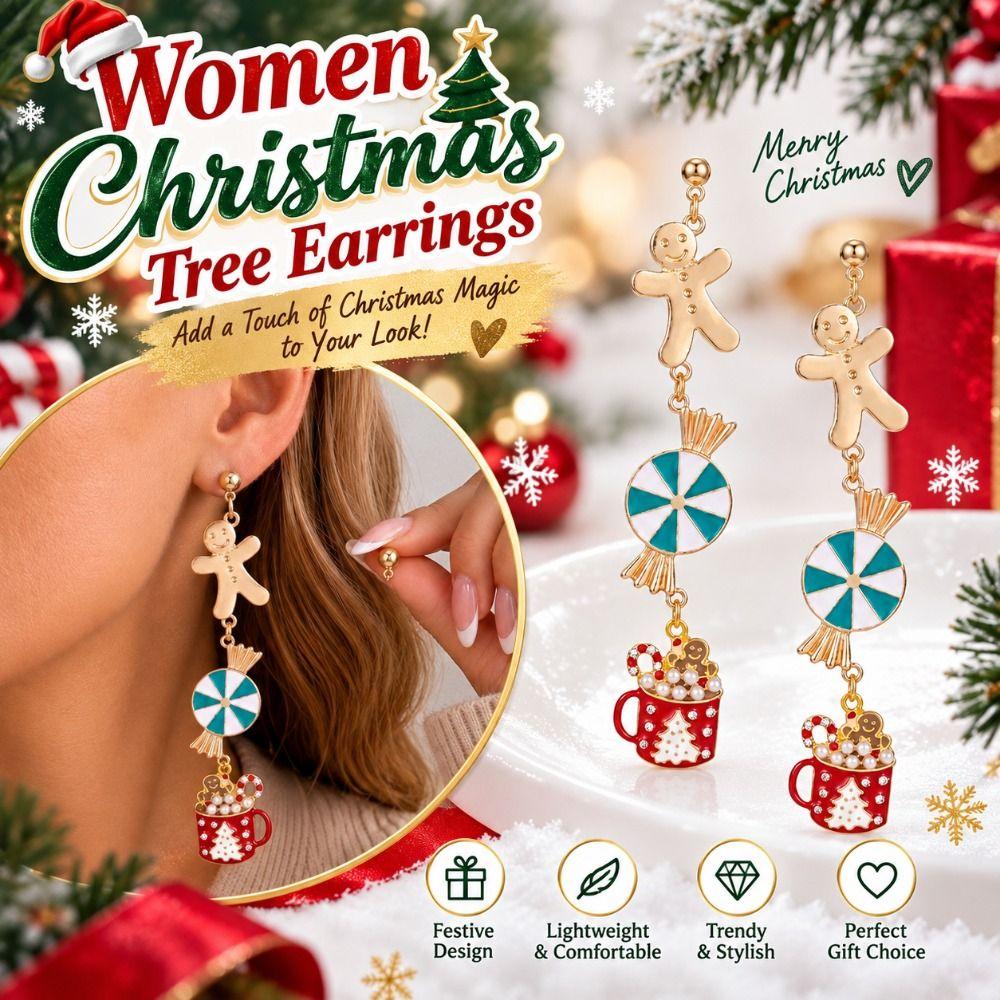 Star Women Christmas Tree Earrings Snowflake Holiday Earrings Holiday Celebration