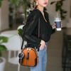 Women Leather Handbag Mini Shoulder Bag Crossbody Vintage Hair Ball Pendant Shell Bags