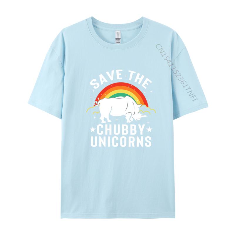 

Save The Chubby Unicorns Rhino Rainbow TShirt Party Fitness Tight T Shirt Prevailing White Graphic Tee 4XL