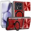 Case for Xiaomi Redmi Note 15 Pro Plus 5G, with Rotating Ring - Red - 2 Tempered Glasses