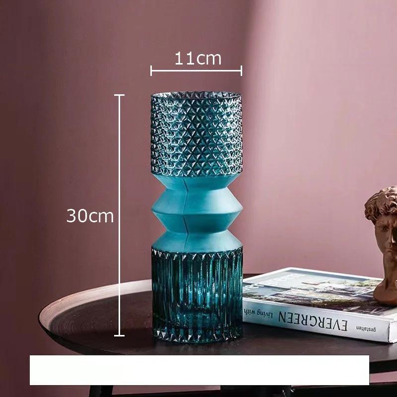 Green Relief Glass Vase Hydroponics Flower Pots Desk Decoration Flowers Arrangement Crafts Floral Vases Room Aesthetic Decor