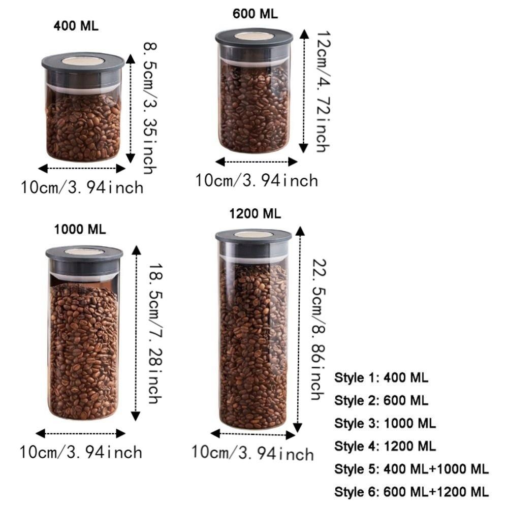 Press Type Vacuum Coffee Canisters Glass Tea Storage Container Food Storage Jar Grain Storage