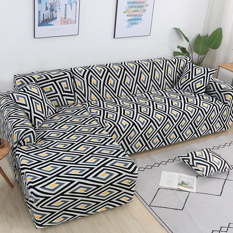 Geometric Printed Couch Cover Sofa Coverastic Slipcovers For Pets Chaselong Protector L Shape Anti-Dust Machine Washable 1Pc