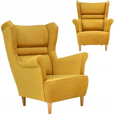 Zoja Scandinavian Family Furniture Wing Chair Gold Mustard Yellow PRO
