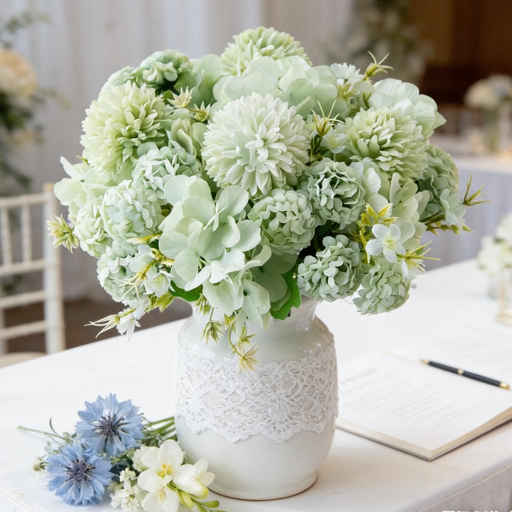 Hydrangea Artificial Flowers Silk Ball Chrysanthemum Home Decora Living Room Fake Flowers Brial Bouquets Festival Wedding Wreath