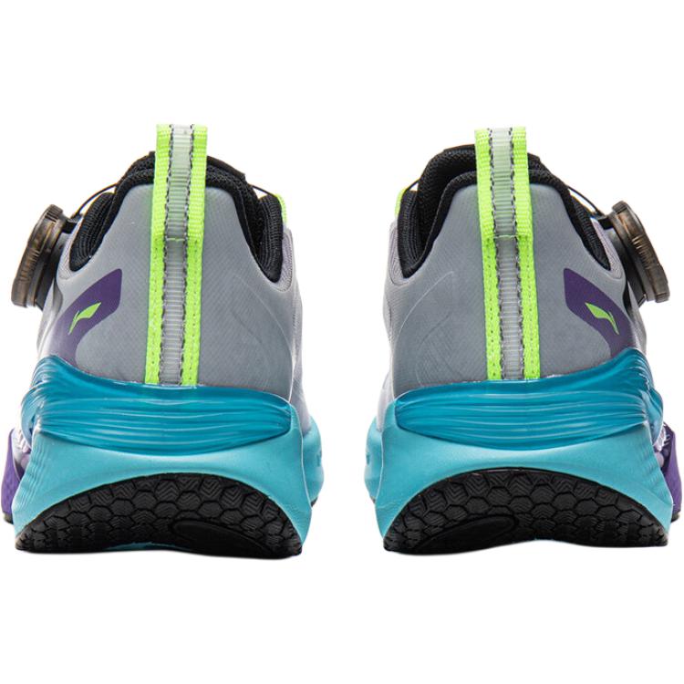 Li Ning Kids Running Fashion Trend Non-Slip Wear-Resistant Low-Top Running Shoes Kids Sneakers Gray Blue Purple YKFV078-1