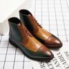 Men New Chelsea Boots Pointed English Style Multi Color Spliced Lace Up Ankle Boots 38-48 Male Boots