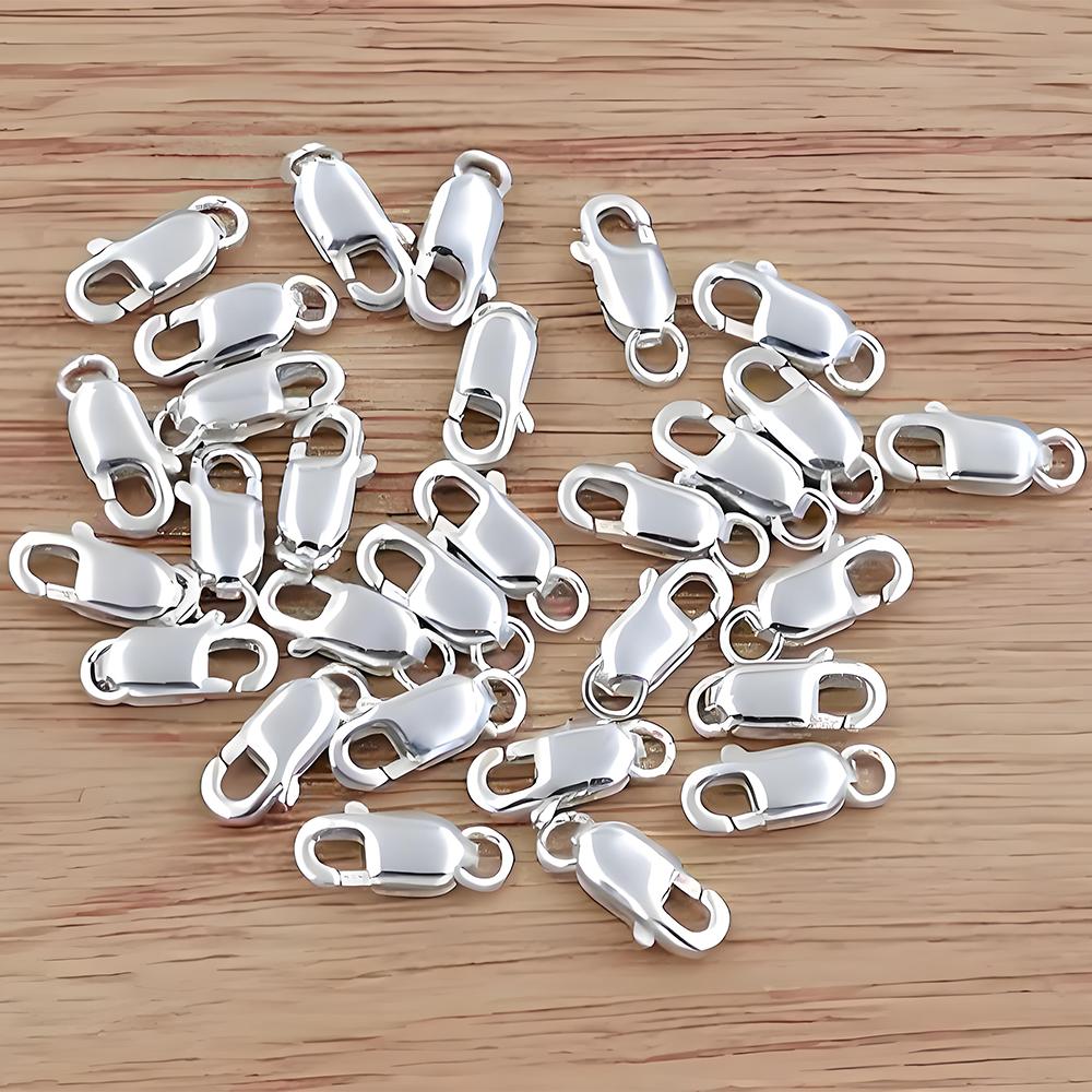 925er Sterlingsilber Schmuckzubehör Halsketten-Kettenglied-Verbinder Verschluss Feine Schmuckaccessoires Quadratische Form Karabinerverschluss